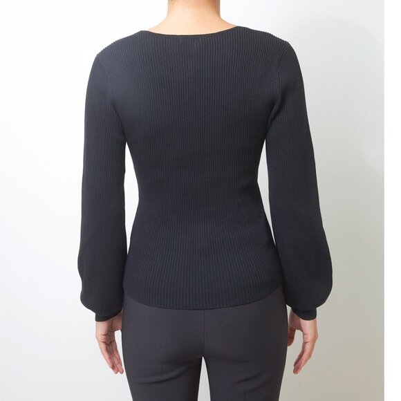 Black Sweetheart Rib Knit Jumper - Picture 3 of 5